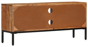 Móvel TV 110x30x50 madeira acácia maciça castanho mel e cinza