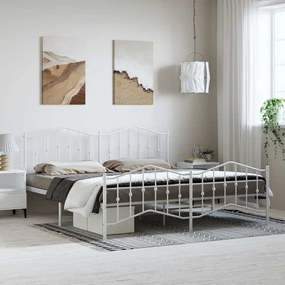 Estrutura de cama com cabeceira e pés 183x213 cm metal branco