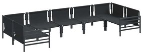Conjunto de Sofá de Jardim 7 pcs Cinzento-escuro Aço