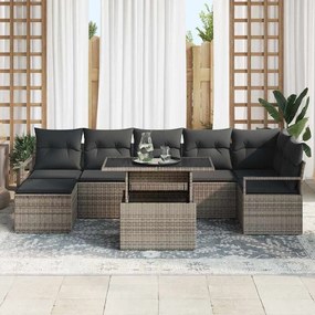 Conjunto de Sofá de Jardim de 8 Peças com Almofadas Cinza Rattan Sinté