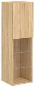 Móvel de TV com luzes LED 30,5x30x102 cm carvalho sonoma