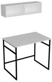 Secretária de Estudo Gama - Branco e Preto - 90x75x60 cm