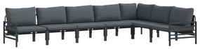 vidaXL Conjunto de Sofá de Jardim Cinzento-escuro Aço