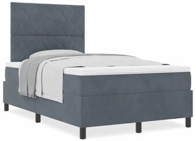 Cama Box com Colchão vidaXL Cinza Escuro Casal Pequeno Veludo