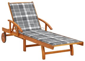 vidaXL Espreguiçadeira de jardim com almofadão madeira acácia maciça