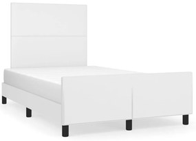 vidaXL Estrutura de cama sem colchão 120x190cm couro do falso branco
