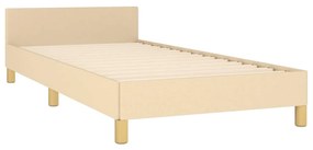 Estrutura de cama sem colchão 100x200 cm tecido cor creme
