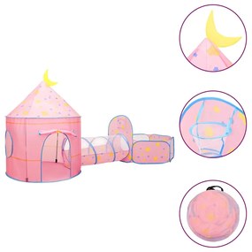 Tenda de brincar infantil com 250 bolas 301x120x128 cm rosa