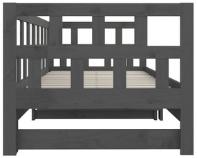 Estrutura sofá-cama de puxar pinho maciço cinza 2x(90x190) cm