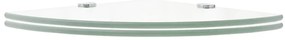 Prateleiras canto 2pcs suportes cromados 35x35cm vidro transp.