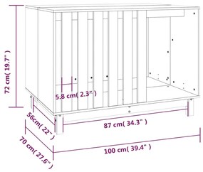 Casota para cães 100x70x72 cm madeira de pinho maciça branco