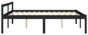 Cama para idosos king size 150x200 cm pinho maciço preto