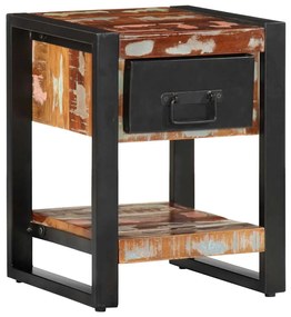 Mesa de cabeceira multicor 35x34x45cm madeira maciça recuperada