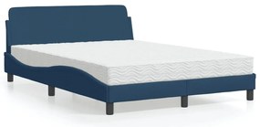 vidaXL Cama com colchão Dover 140x190 cm tecido azul