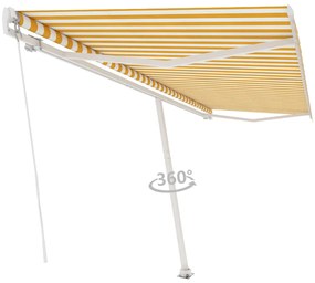 Toldo retrátil manual independente 500x300 cm amarelo e branco
