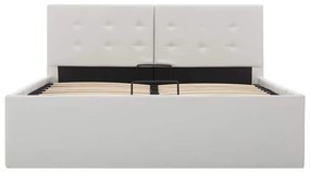 Cama hidráulica c/ arrumação 120x200cm couro artificial branco