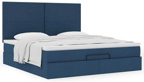 Estrutura de cama otomana com colchão 160x200 cm tecido azul
