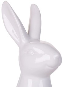 Figura decorativa com forma de coelho em cerâmica branca 26 cm RUCA Beliani