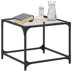 Mesa de centro c/ topo em vidro transparente 50x50x40 cm aço
