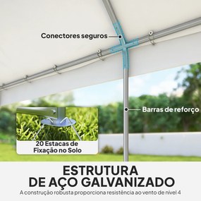 Tenda para Festas 4x6 m Tenda de Jardim com Paredes Removíveis, 2 Portas e Janelas UPF30+ para Casamentos e Camping Branco