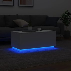 Mesa de centro com luzes LED 90x50x40 cm branco