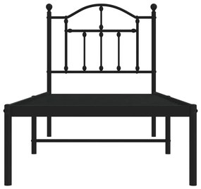 Estrutura de cama metal s/ colchão c/ cabeceira 75x190 cm preto