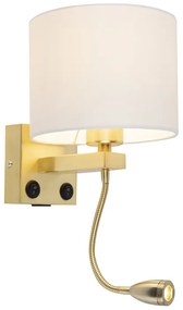 Candeeiro de parede dourado USB com cúpula branca - Brescia Combi