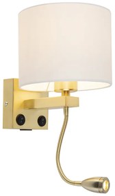 LED Candeeiro de parede USB dourado com máscara branca - Brescia Combi Moderno