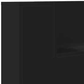 Armário de cabeceira com luzes LED 180x16,5x103,5 cm preto
