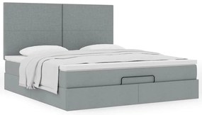 Estrutura cama otomana colchão 160x200 cm tecido cinzento claro