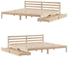 Cama sem colchão 200x200 cm madeira de pinho maciça