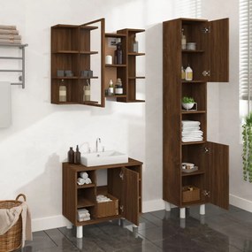 vidaXL 3 pcs conjunto móveis WC derivados de madeira carvalho castanho