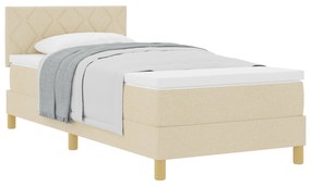 Cama Box Spring com Colchão Creme 90x190 cm Tecido