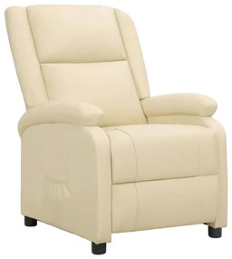 vidaXL Poltrona reclinável couro genuíno cor creme