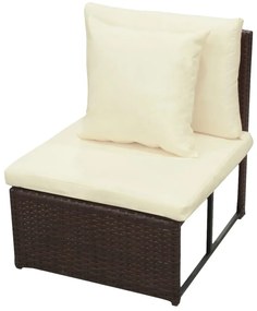 8 pcs conjunto lounge jardim c/ almofadões vime PE castanho