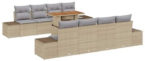 Conjunto de Sofá de Jardim de 7 Peças com Almofadas Bege em Rattan Pol