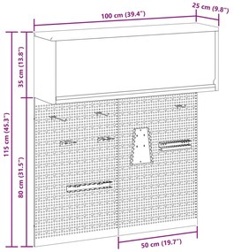 Conjunto de Armário de Ferramentas e Painel de Ferramentas VidaXL com