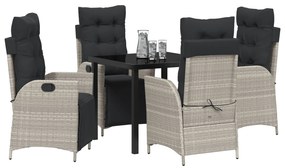 Conjunto de Jantar de Jardim de 5 Peças Cinza Claro em Rattan PE