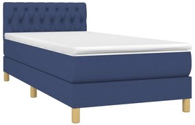 Cama com molas/colchão 90x190 cm tecido azul