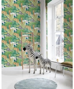 440442 Noordwand Papel de parede Good Vibes Jungle Animals verde e preto