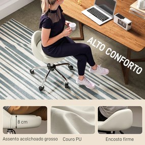 Banco com Rodas Banco Giratório com Altura Ajustável Cosmética Dentista Cabeleireiro Ø50x63-83 cm Branco
