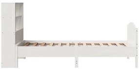 Cama com estante sem colchão 90x190 cm pinho maciço branco
