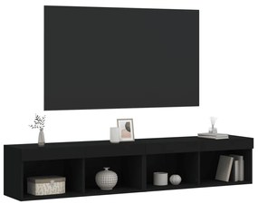 Móveis de TV com luzes LED 2 pcs 80x30x30 cm preto