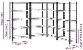 Prateleiras de armazenamento de 5 camadas 4 pcs aço azul