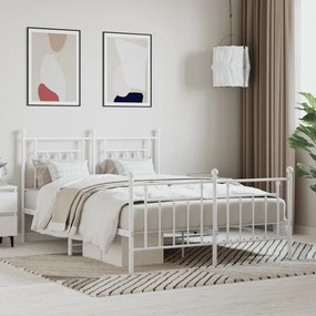 vidaXL Estrutura de cama com cabeceira e pés 140x200 cm metal branco