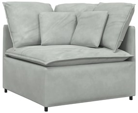 Sofá modular com almofadas veludo cinzento-claro