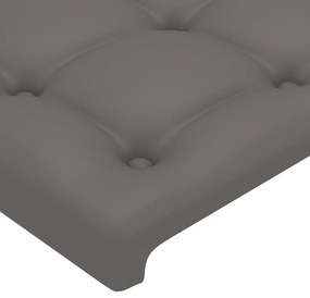 Cabeceira cama c/ LED 93x16x118/128cm couro artificial cinzento