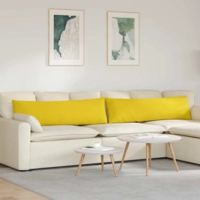 vidaXL Travesseiros de Sofá 2 pcs Amarelo Claro 145 x 40 cm tecido