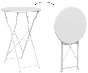 Conjunto de Bistro Dobrável de 3 Peças vidaXL Branco Aço