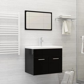 vidaXL Conj. móveis de casa de banho derivados madeira preto brilhante
